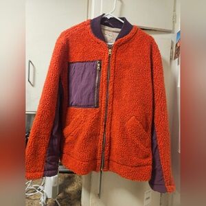 New We The Free Free People Rivington orange purple fleece sherpa jacket XS